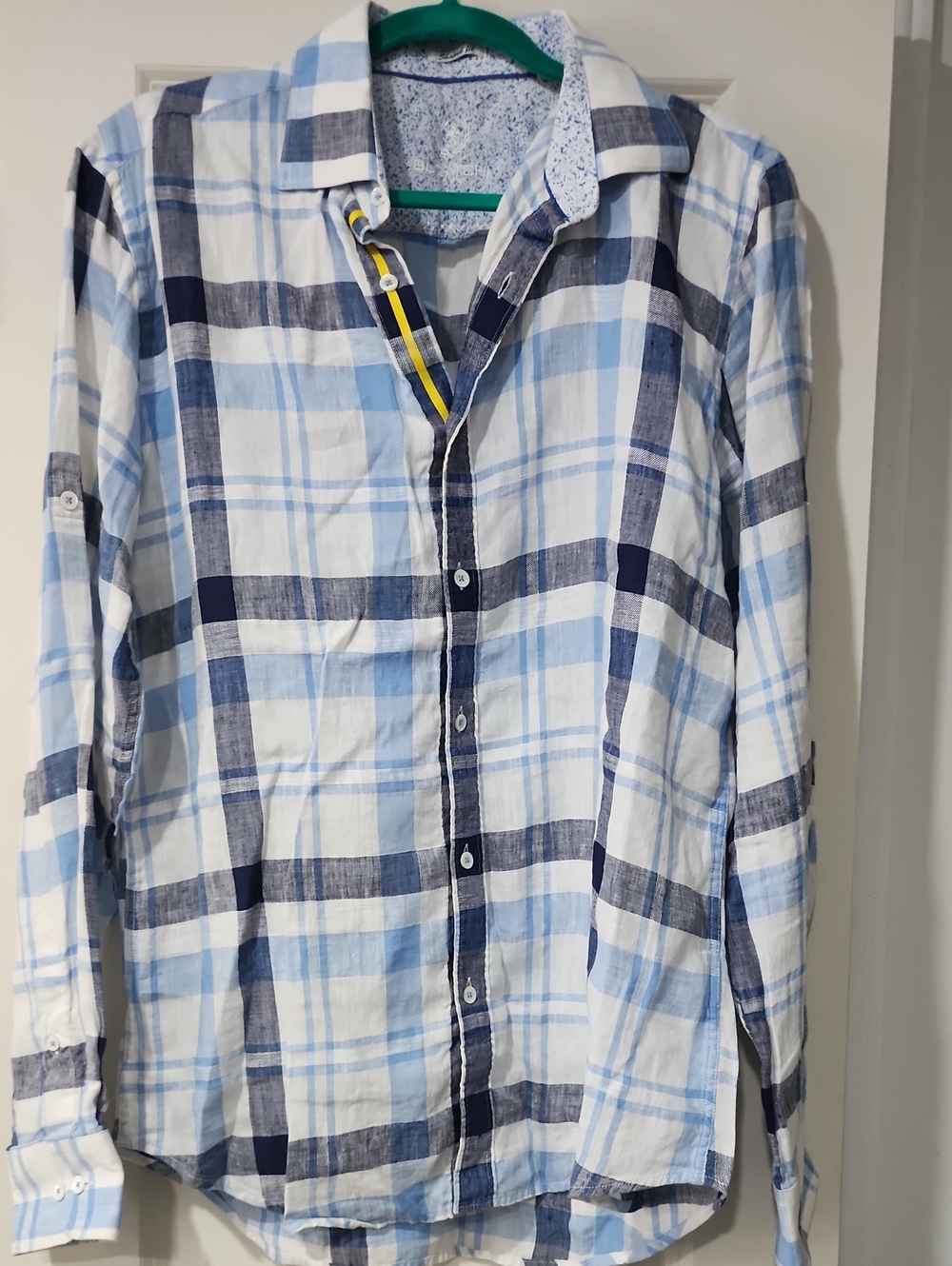 🍊BUGACHI. Plaid Linen Cotton Button Down Size Large